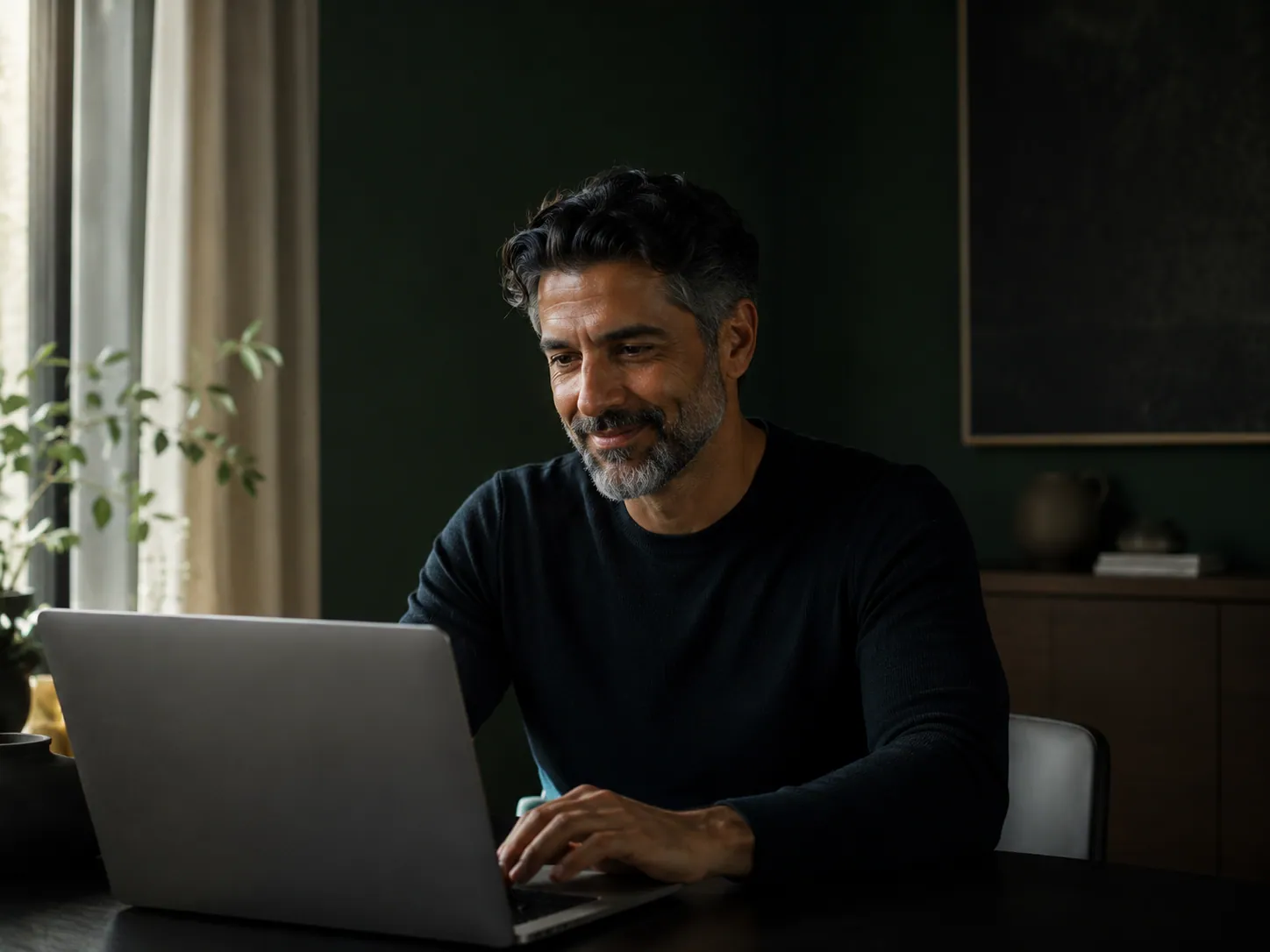 A person completing the Hey, Jude online intake at home